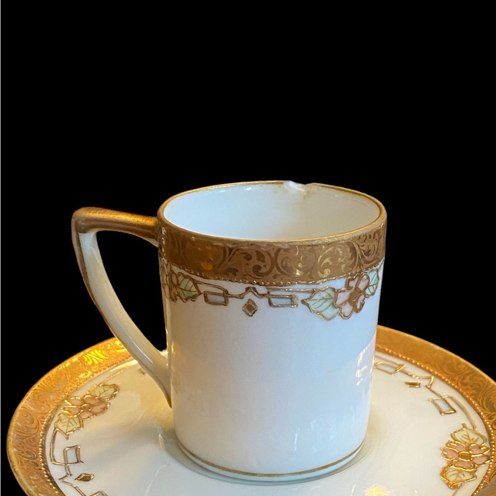 Antique Nippon demitasse cup & saucer hand painted gold guild Morimura Bros - Picture 6 of 7